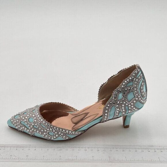 XYD Women's Pumps, Elegant Pointed Toe, D'Orsay Kitten Low Heels, Rhinestone Stu - Picture 3 of 7